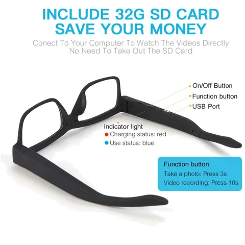 Sport Glasses with Camera - Full HD 1080p Recording