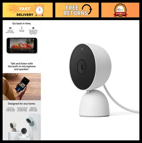 1080p Indoor Security Camera - Wired, 2nd Gen, Non-Retail Packaging, White
