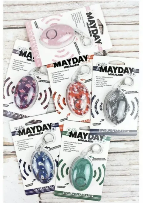 Mayday Mini TEAL Loud Alarm Self Defense Personal Emergency LED Keyring New