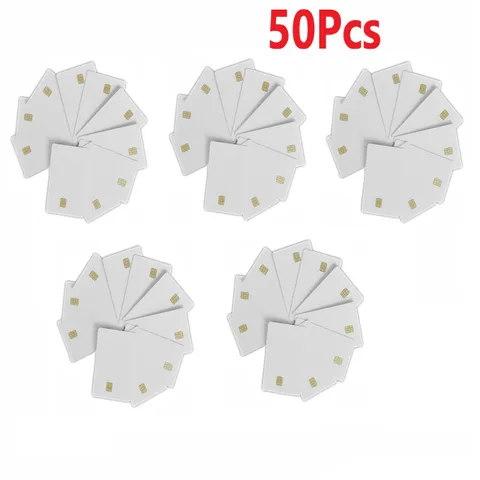 50Pcs ISO7816 Contact SLE 4442 Chip PVC Smart White IC Cards For Rental e