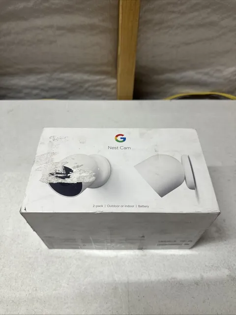 Google Nest Security Indoor Outdoor Cameras G3AL9 (Snow) 2-Pack with box