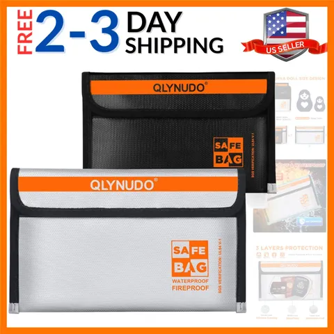 Fireproof Money Bag for Cash - Nesting 2 Pack 9.2x5.7" & 8x5", Non-Itchy Sili...