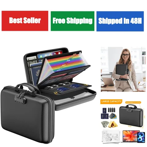 DocSafe Fireproof File Organizer with Lock - Portable Document Storage