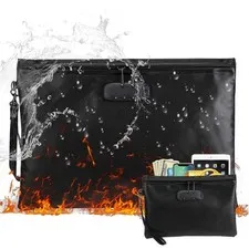 Large Fire Proof money Bag Fireproof Document Pouch Waterproof Safe Cash new