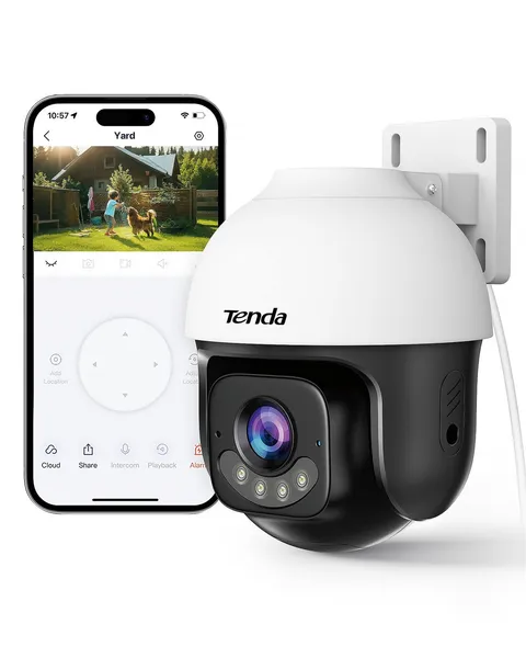 5MP QHD Outdoor Pan/Tilt Wi-Fi Security Camera, 360° Full Coverage, Color Nig...