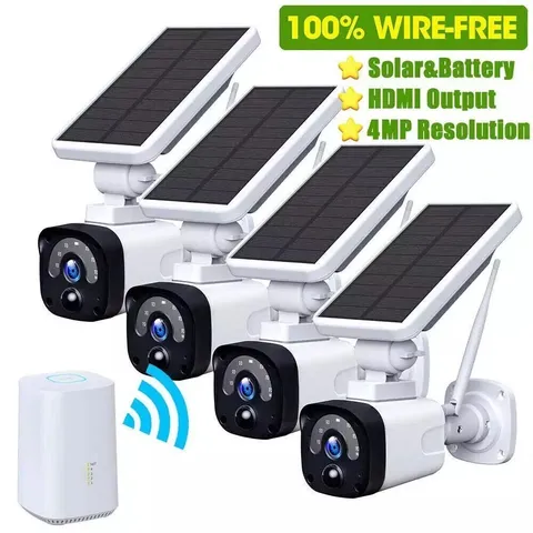 Solar Battery Powered Wireless Security Camera System WiFi IP Outdoor Home PIR