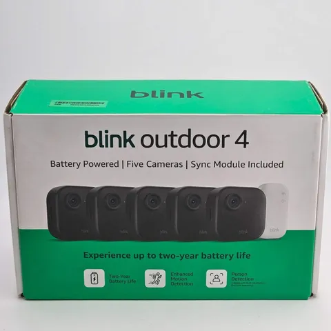 Blink Outdoor 4 Battery Powered 5 Camera System W/ Sync Module Black 4B0B1N4LM4J