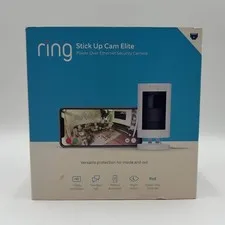New Ring Stick Up Cam Elite Home Security Camera White 23-009581-01