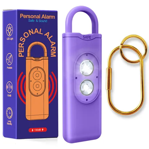 Halo Siren Keychain Personal Safety Alarm Purple Copper Ring