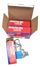 6pc American Lock A1107KABLUGM401 Safety Padlock w Chain Blue Series 1100 Keyed