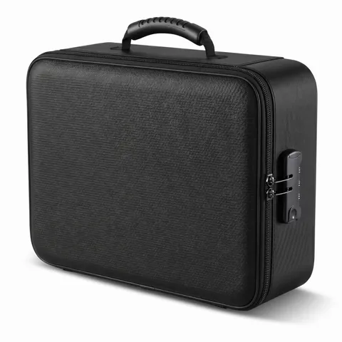 Fireproof Document Box with Combination Lock, 15" x 11" x 4.1" Black File Organi