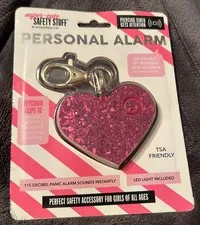 1 PC Safety Stuff Cute Pink Heart Personal Alarm- New