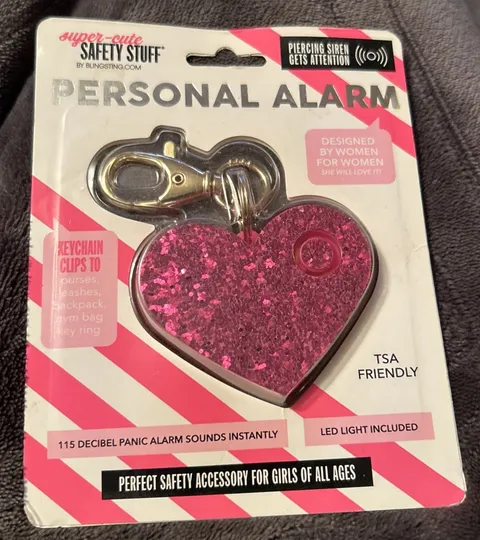 1 PC Safety Stuff Cute Pink Heart Personal Alarm- New