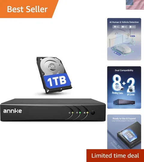 8 Channel 3K Lite DVR with 1TB Hard Drive & H.265 Compression for Home Security