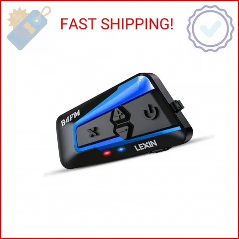 LEXIN B4FM Motorcycle Bluetooth Headset, 10 Riders Helmet Bluetooth Intercom, Un
