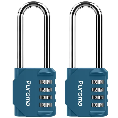 Puroma 2 Pack 2.6 Inch Long Shackle Combination Lock 4 Digit Outdoor Waterpro...