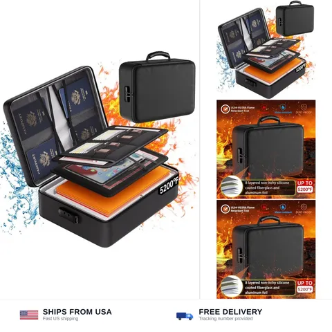 DocSafe 5200°F Document Organizer with Lock, Heat Insulated Fireproof Box | U...