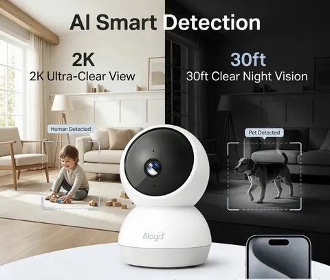 Alaga 2K Security Camera 5G 2.4G WiFi, 360° Pan, Human Pet Motion AI