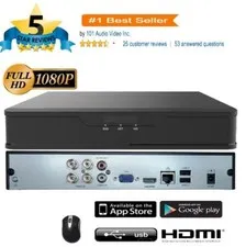 4CH 4 Channel DVR NVR1080P HD TVI CVI AHD CVBS Analog IP Camera (1TB HDD)