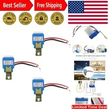 Effortless 3-Piece 12V Light Sensor Switch Set - Automatic Dusk to Dawn Control
