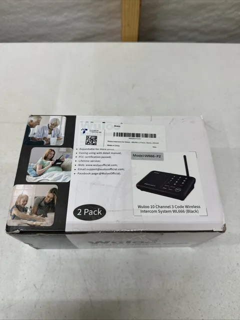 Wuloo 2 Pack 10 Channel 3 Code Wireless Intercom System Model W666-P2 - Black