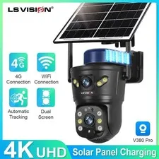 LS VISION 8MP Solar Security Camera 4G/WiFi Dual Lens PTZ PIR IP66