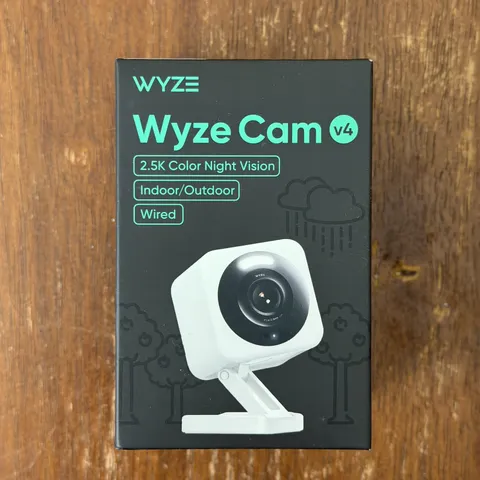 Wyze Cam v4 2.5K Wired IP Security Camera White, Color Night Vision, Spotlight