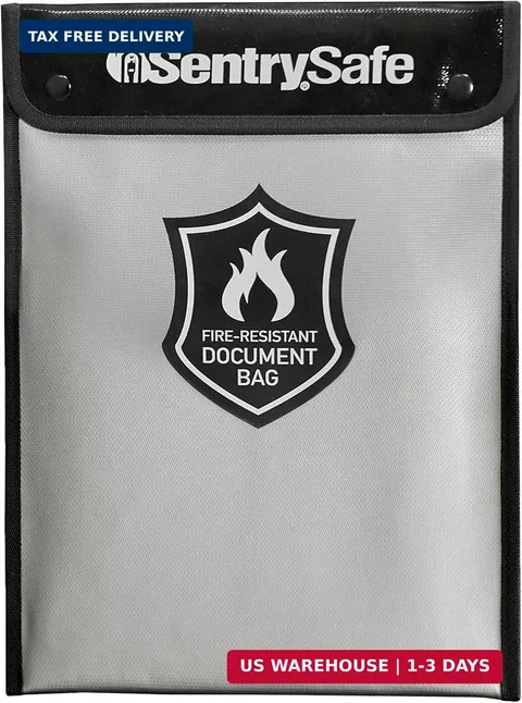 SentrySafe Fire and Water Resistant Portable Bag with Zipper for Money or Docume