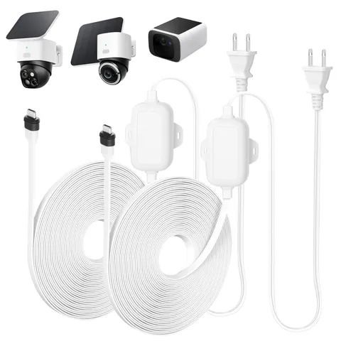 30FT Power Adapter Designed for eufy Security SoloCam White
