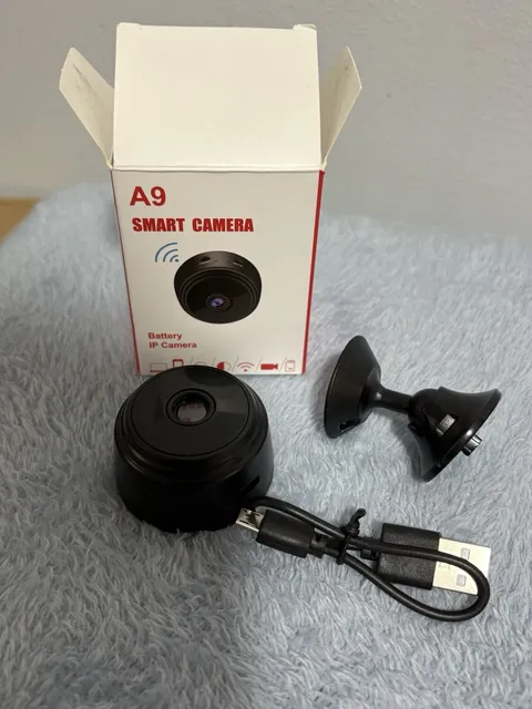 A9 Smart Camera 1080p Wireless Wi-Fi IP Battery Indoor Camera Black w/Mount