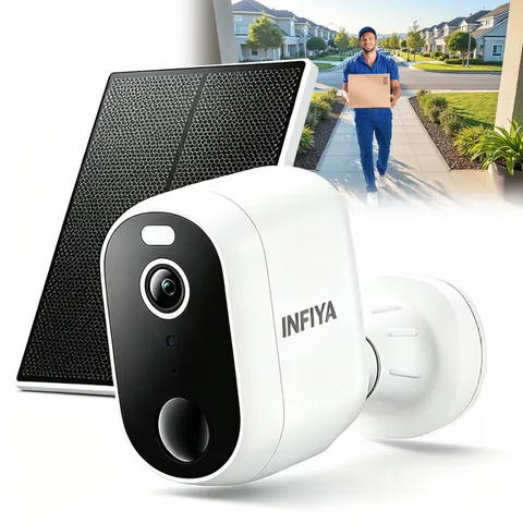 INFIYA Solar Security Cameras Wireless Outdoor Motion Detect, Color Night Vision