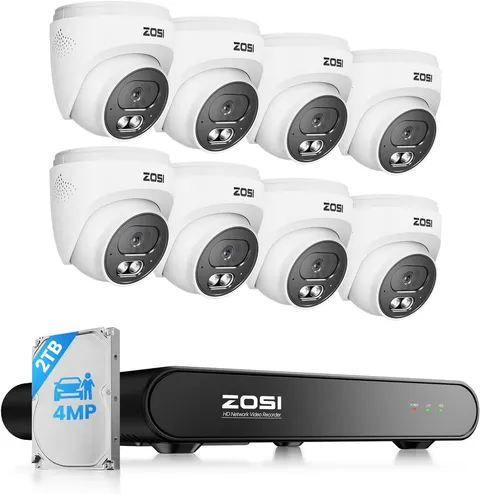 C220 8CH 4MP QHD 2.5K Poe Home Security Camera System, 8CH 5MP 3K NVR with 2TB H