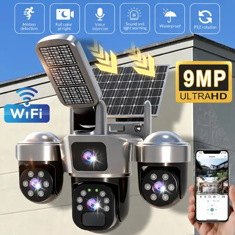 Camara De Seguridad Solar Inalambricas Para Exterior Con Vision Nocturna y Audio