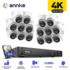 ANNKE 4K POE Security Camera System 16CH 12MP NVR Audio Recording AI Color Night