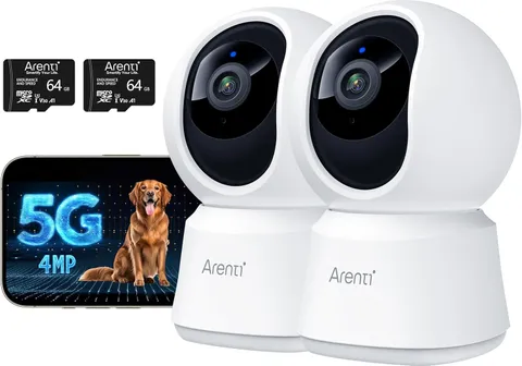 5G 4MP Pet Camera 2 Pack, No Subscription Indoor Security Camera for Dog/Cat/Bab