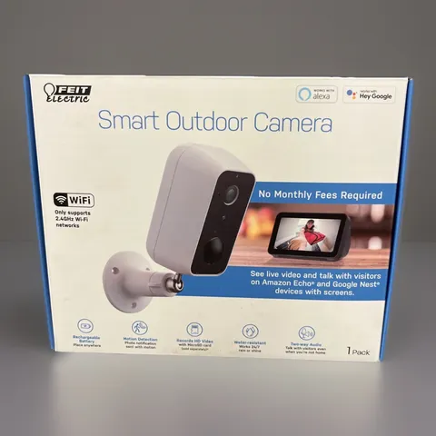 Feit Security Camera, 1080p HD, Outdoor, Battery Powered, WiFi Smart Home New.