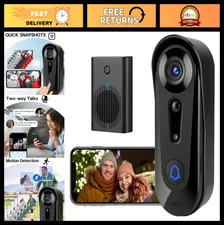 Wireless Video Doorbell Camera - AI Detection, Night Vision, PIR Alerts, Weather