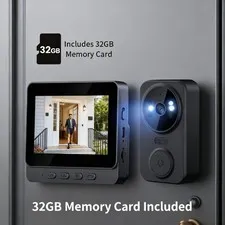 Home Security Equipped with Night Doorbell + HD Display + SD Card