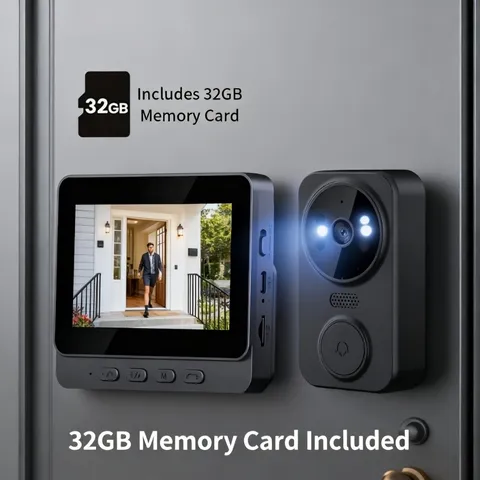 Home Security Equipped with Night Doorbell + HD Display + SD Card