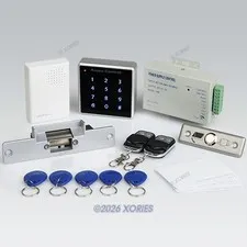 Touch Keypad RFID Door Access Control Kit+Strike Lock +2Remote Controls+Doorbell