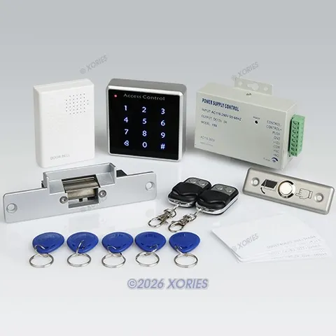 Touch Keypad RFID Door Access Control Kit+Strike Lock +2Remote Controls+Doorbell
