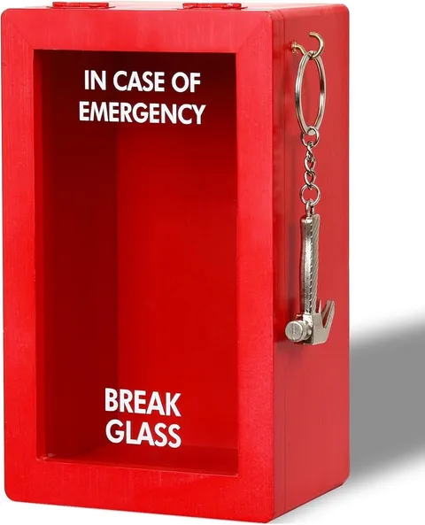 Funny Emergency Box w/Hammer Large Break Glass White Elephant Gift Free Ship