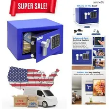 Blue Steel Digital Safe Box - Secure Cash, Firearms & Jewelry 9.1"x6.7"