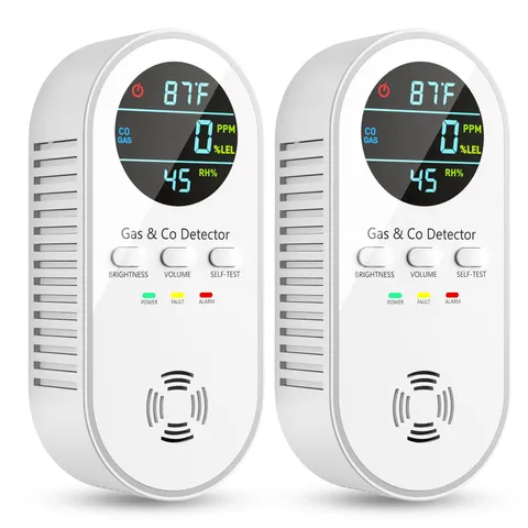 5-in-1 CO & Natural Gas Leak Detector - Plug-in w/Battery Backup & HD Display (2
