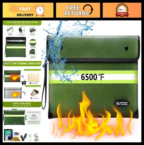Fireproof Money Bag - 10 Layers Heat Insulation, Waterproof Zipper, Reflective S