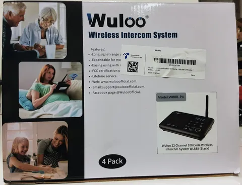 Wuloo Wireless Home Intercom System - 4 Pack Multichannel W888-P4 - Black