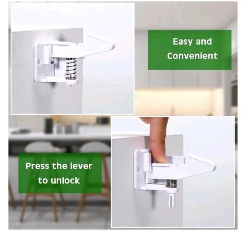 Tuanse 30 Pcs Cabinet Locks Invisible Safety Drawer Latches Screws Or Stick-on