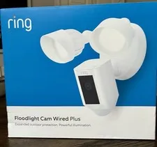 Ring Floodlight Cam Wired Plus 1080p Wi-Fi Outdoor White Cam NV 2-Way Siren