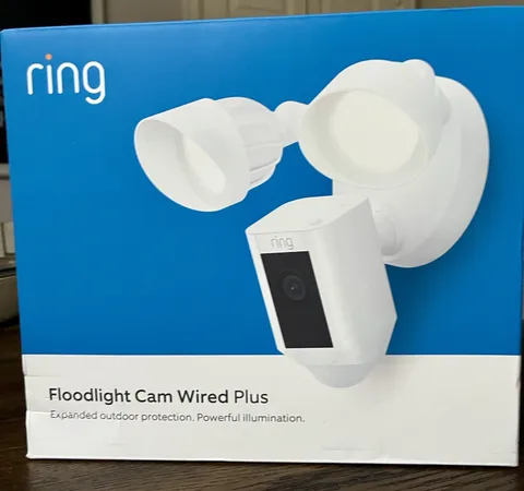 Ring Floodlight Cam Wired Plus 1080p Wi-Fi Outdoor White Cam NV 2-Way Siren