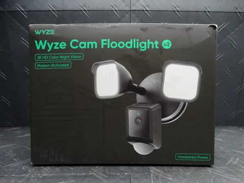 WYZE Wired Outdoor Wi-Fi Floodlight v2 Home Security Camera with 2K Video Black